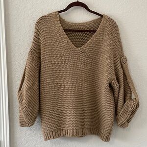 Wool Tan Knit Sweater Sz M/L